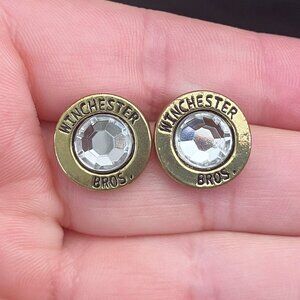 Supernatural Winchester Bullet Casing Crystal Stud Earrings